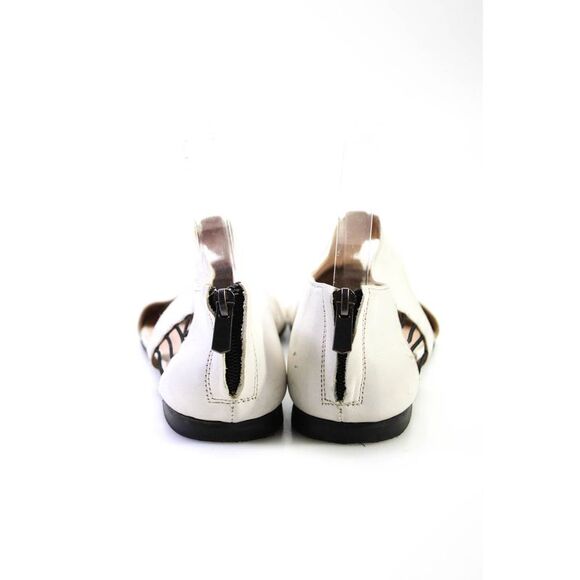 Keyman Design Women's Round Toe Cut-Out Zip Slip-On Flat Shoe White Size 8 - Picture 3 of 5